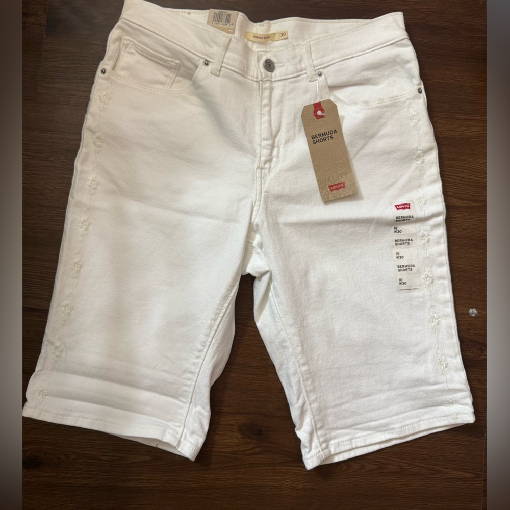 Levi's Classic White Denim Shorts